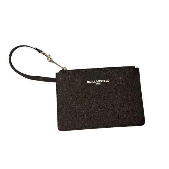 Karl Lagerfeld Paris Black Logo Wristlet - NWOT - 9 in by 5.75 in - Picture 1 of 5